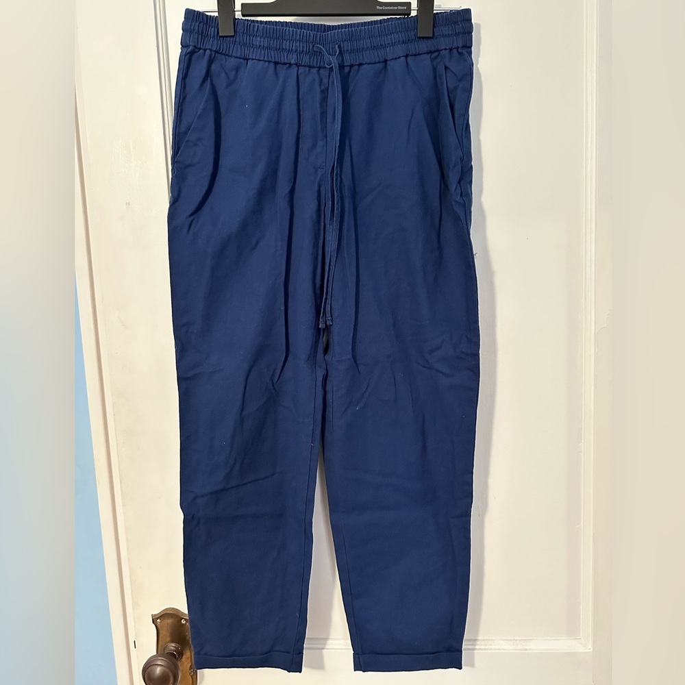 J. Crew Factory Linen-Cotton Blend Drawstring Pant Navy (4)